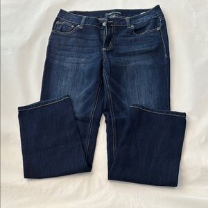 Maurices Blue Boot Cut Jeans with Gold Stitching